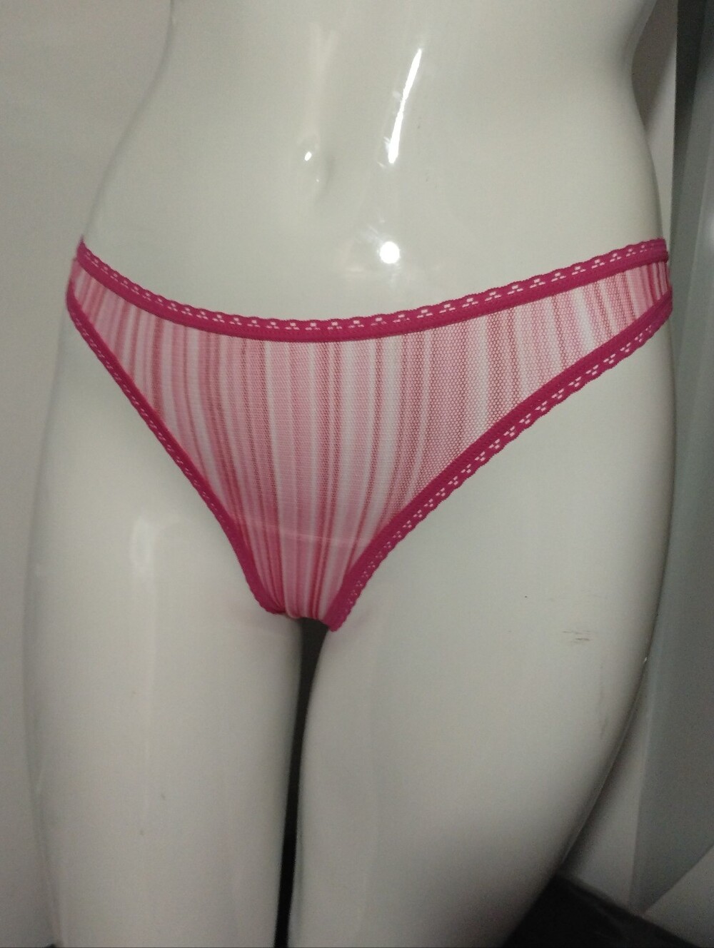 PINK Victoria Secret Pink striped mesh thong NWT Y2K
